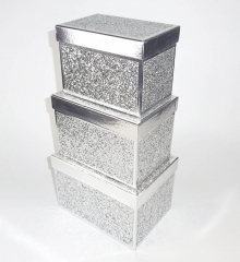 Set of 3 Packing Box With White Glitter
