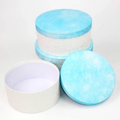 Customized Blue  Cylindrical Round Paper Gift Box with Lid