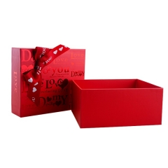 Gewohnheit ich liebe dich rotes stempelnder Deckel-wegsteife Papiergeschenkbox mit Band-Bogen