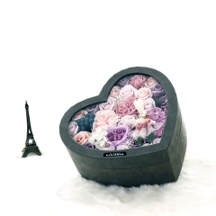 Kundenspezifischer Druckherz-Form-Papierhut-Blumen-Geschenkbox mit PVC für Valentinstag