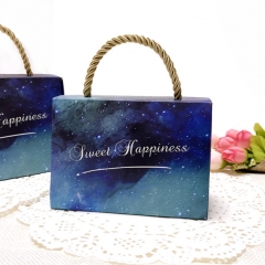 Benutzerdefinierte Sternenhimmel tragbare Süßigkeiten Geschenkbox mit Seil für Hochzeitsgelegenheiten
