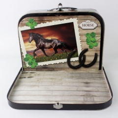 Custom Animal Print Fancy Paper Cardboard Suitcase Gift Box With Handle