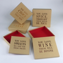 Rigid Custom Hot Stamping Words Kraft Cardboard Candy & Chocolate Packaging Gift Box